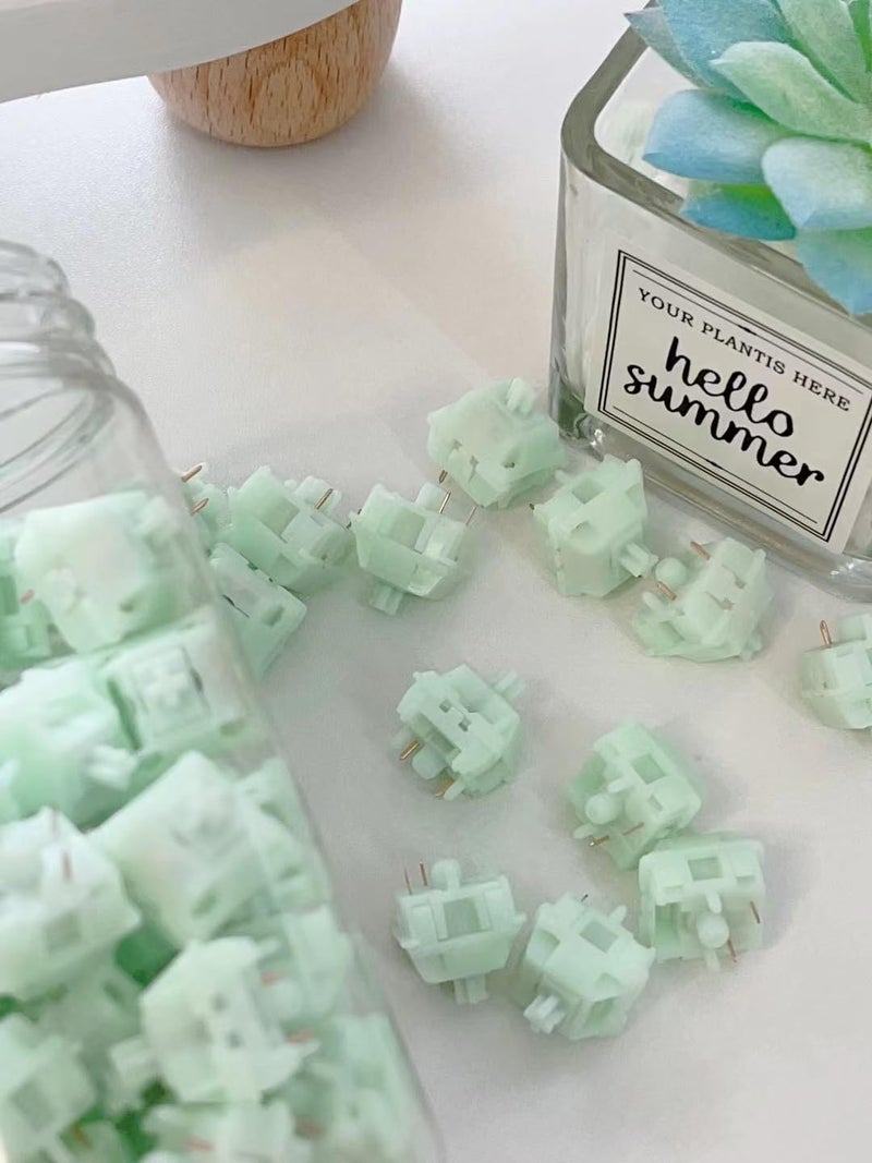 Boyi Jadeite Green Full POM 40gf HiFi Linear Mechanical Switches,5-Pin Pre Lubed PCB Mount Cream Silent Switch with LY Stem HiFi Sound Compatible with MX Keycaps for Custom DIY kit Keyboards,35pcs - Image 5